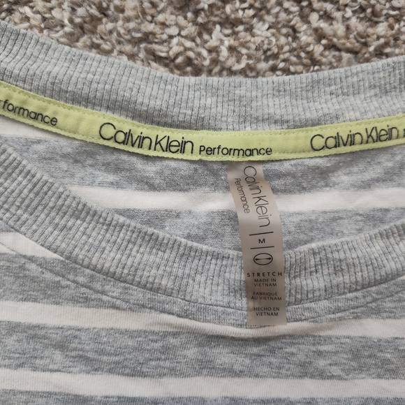Calvin Klein Gray and White Striped Short Sleeve Tee - Picture 3 of 5